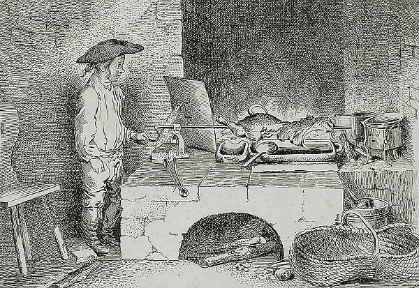 The Boy with the Sausage Spit, 1764. Creator: Daniel Nikolaus Chodowiecki