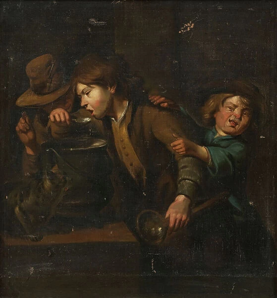 Boys eating gruel, 1741-1782. Creator: Peter Cramer