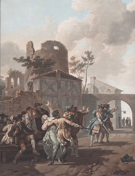 The Brawl (La Rixe), ca. 1792. Creator: Charles-Melchior Descourtis