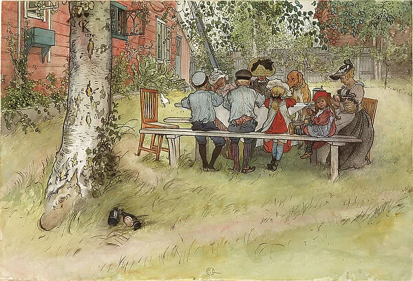 Breakfast under the Big Birch. From A Home (26 watercolours), c19th century. Creator: Carl Larsson