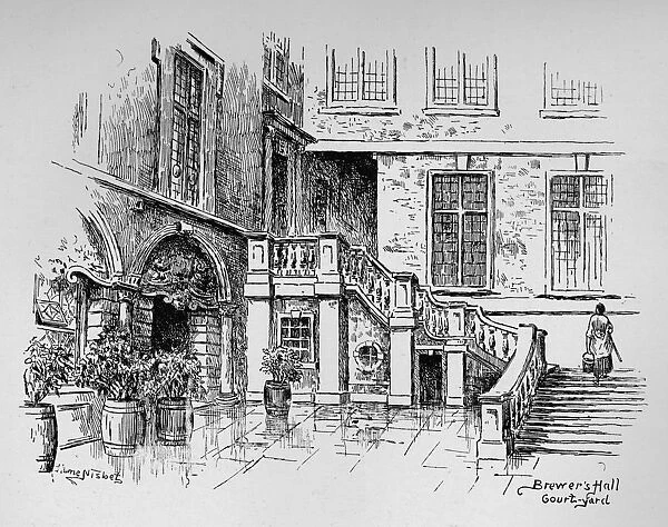 Brewers Hall Courtyard, 1890. Artist: Hume Nisbet