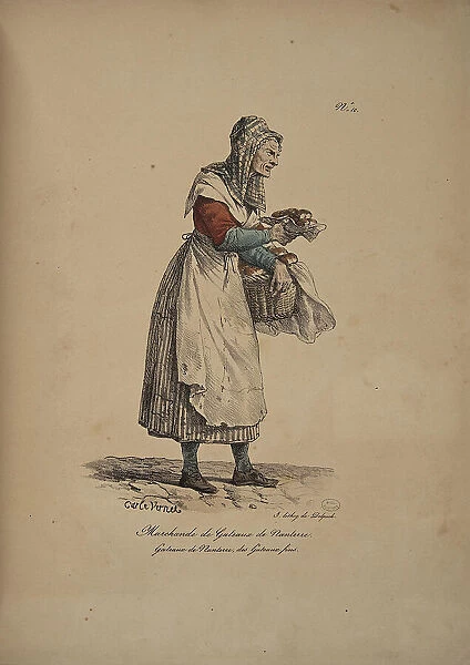 Brioche Nanterre merchant. From the Series 'Cris de Paris' (The Cries of Paris), 1815. Creator: Vernet, Carle (1758-1836). Brioche Nanterre merchant. From the Series 'Cris de Paris' (The Cries of Paris), 1815