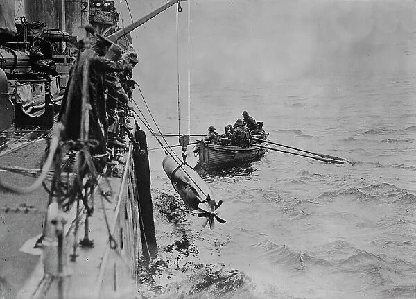 British torpedo after practice run, between c1915 and c1920. Creator: Bain News Service