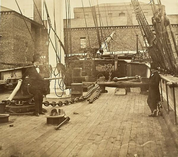 Brunel Aboard the Aphrodita, Liverpool, c.1857. Creator: Robert Howlett