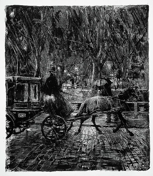 Cab in the rain, 1896. Creator: Franz Skarbina