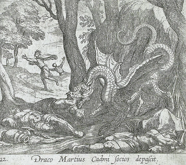 Cadmus's Men Killed by the Serpent, published 1606. Creators: Antonio Tempesta, Wilhelm Janson