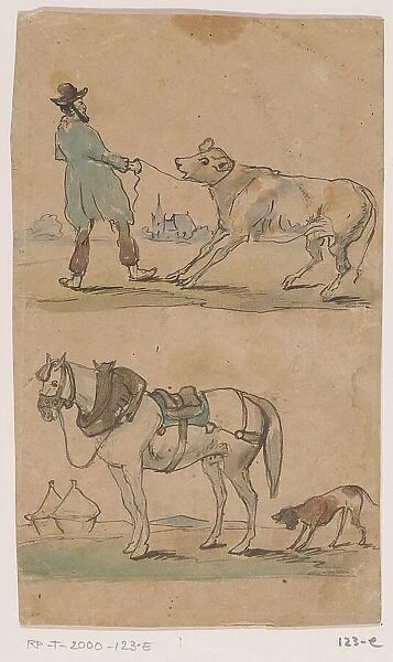 Calf and horse, 1849. Creator: Johannes Tavenraat