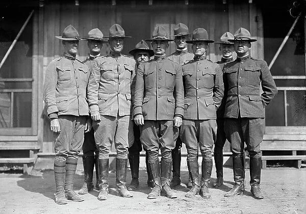 Camp Meade #1 - General Kuhn And Staff, 1917. Front: Col. Huntington; Lt. Col. Tenney Ross... Creator: Harris & Ewing. Camp Meade #1 - General Kuhn And Staff, 1917. Front: Col. Huntington; Lt. Col. Tenney Ross... Creator: Harris & Ewing
