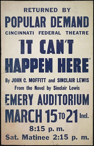 It Can't Happen Here, Cincinnati, [193-]. Creator: Unknown