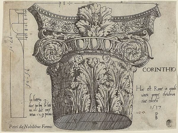 Capital from the Colosseum, Rome, 1537. Creator: Master PS