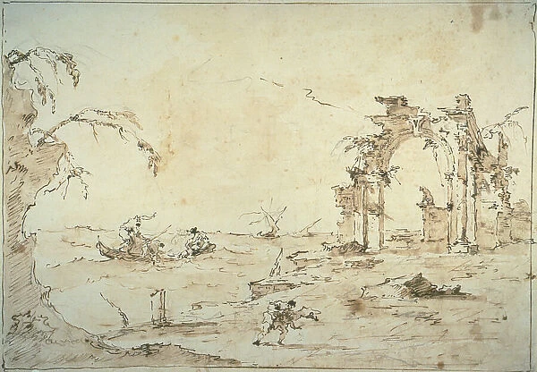 Capriccio with a Squall on the Lagoon, 1775 / 80. Creator: Francesco Guardi