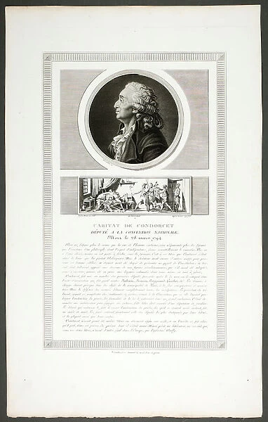 Caritat de Condorcet, Deputy at the National Convention, from Tableaux historiques de... 1798–1804. Creator: Charles Francois Gabriel Levachez