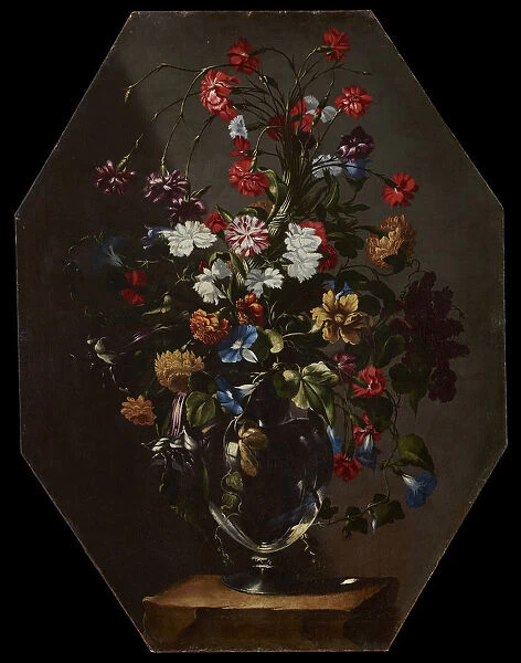 Carnations, dahlias and hyacinths in a vase, c. 1670