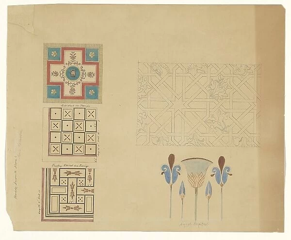 Carpet (?), Floors and Egyptian motifs, c.1835-c.1860. Creator: Workshop of Franz Jakob Kreuter