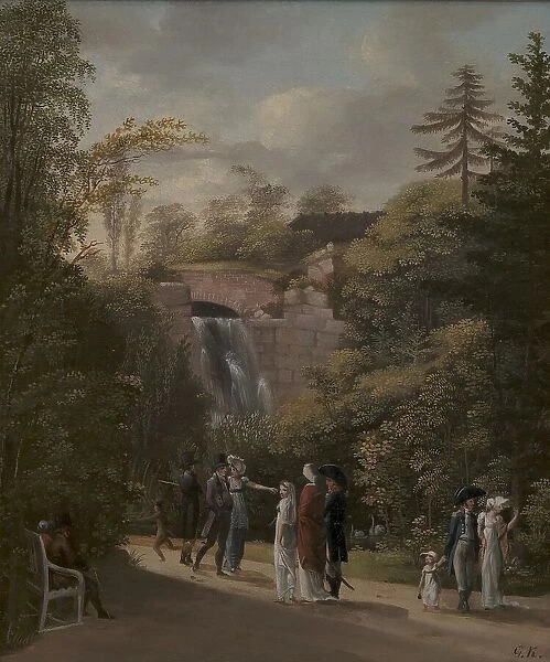 The Cascade in Frederiksberg Garden near Copenhagen, 1808. Creator: Georg Friedrich Kersting
