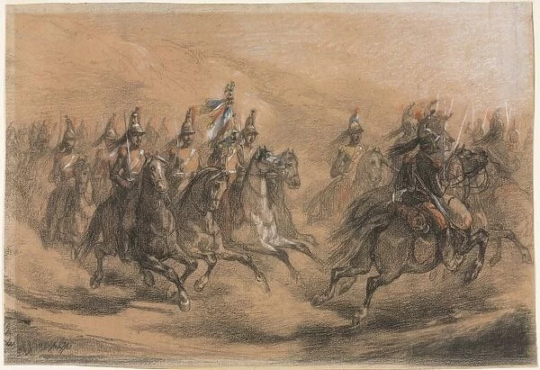 Cavalry Charge, c. 1840. Creator: Auguste Raffet (French, 1804-1860)
