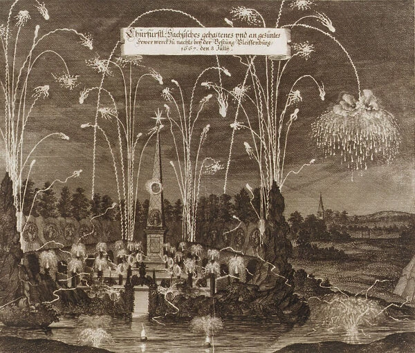 Celebration for the Elector Johann Georg II, Leipzig, July 8, 1667: Fireworks Display