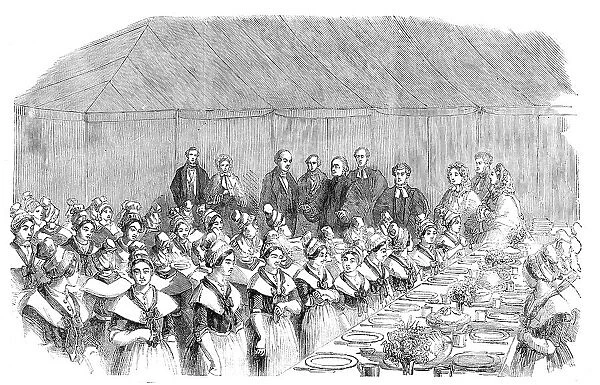 The Centenary Fete of the Asylum for Female Orphans - the Archbishop of Canterbury Saying Grace, 1858 Creator: Unknown