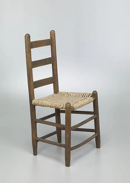 Chair with corn husk seat woven by Johnnie Ree Jackson, 1980s