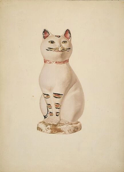 Chalkware Cat, c. 1940. Creator: Betty Fuerst
