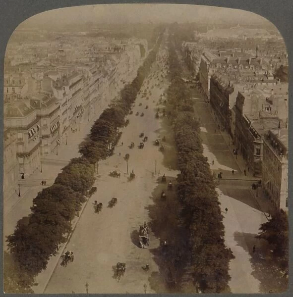 Champs Elysees - from Arch of Triumph to Place de la Concorde - Paris, France, 1900