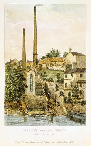 Chester Water Works, from the fields, 1852. Artist: John Romney
