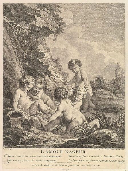 Child Swimming, ca. 1741. Creators: Dominique Sornique, Pierre Alexandre Aveline