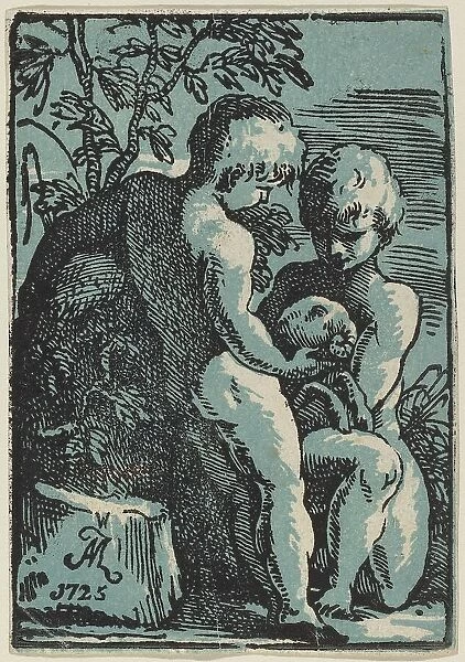 Two Children Petting a Lamb, 1725. Creator: Anton Maria Zanetti