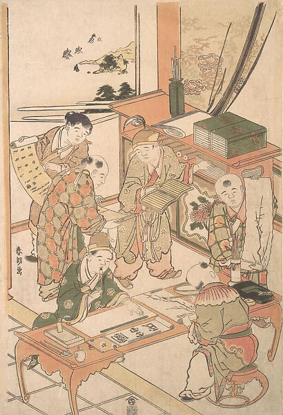 Chinese Boys Learning to Write and Paint, ca. 1785. Creator: Hokusai