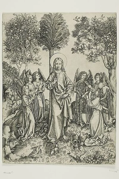 Christ in the Desert with Six Angels, c. 1490. Creator: Master of the Catherine wheel