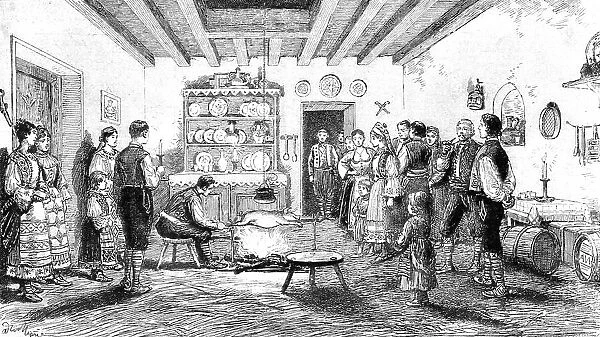 Christmas in Servia -- Preparing the National Dish, 1890. Creator: Unknown