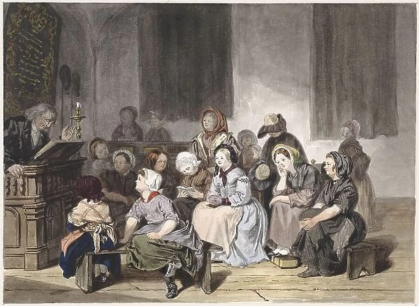 Church service with girls, 1830-1889. Creator: Jan Fabius