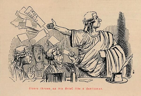 Cicero throws up his Brief, like a Gentleman, 1852. Artist: John Leech
