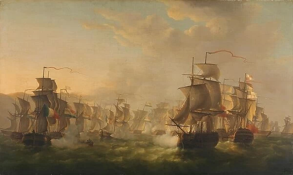 Clash of the Dutch and British Fleets during the Passage of the Dutch Flotilla to Boulogne (1804), 1 Creator: Martinus Schouman