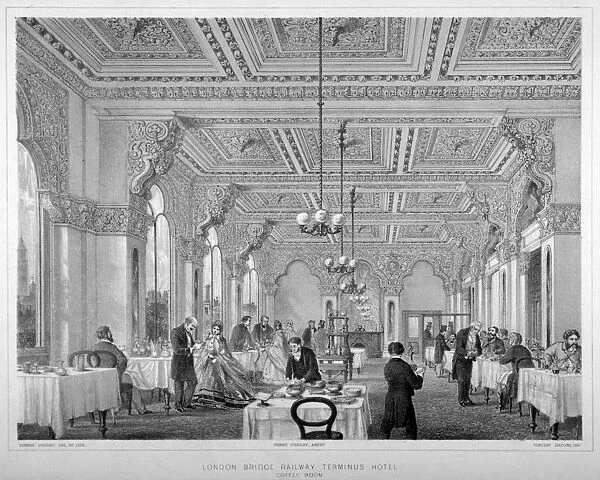 The coffee room in the London Bridge Railway Terminus Hotel, Bermondsey, London, 1860