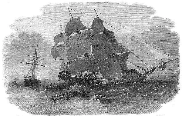 Collision in the English Channel, between the Steamer 'Mangerton' and 'The Josephine Willis', 1856. Creator: Unknown. Collision in the English Channel, between the Steamer 'Mangerton' and 'The Josephine Willis', 1856