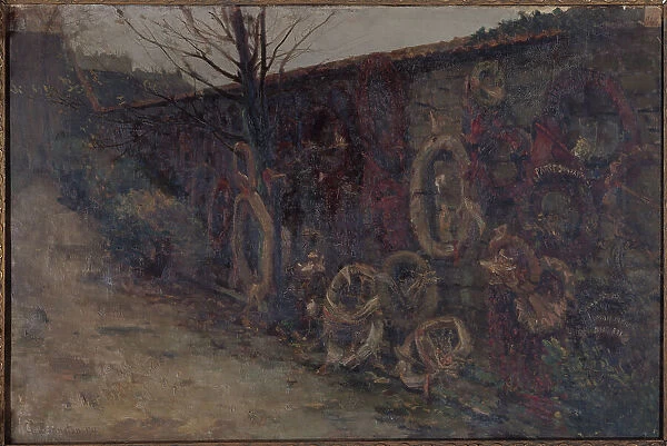 The Communards wall at Pere-Lachaise cemetery, 1907. Creator: Germain Eugene Bonneton