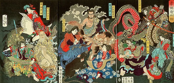 A Competition among Powerful Magicians, 1869. Creator: Tsukioka Yoshitoshi