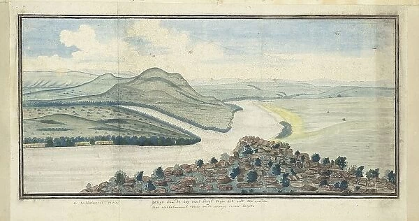 The confluence of the Caledon and Orange Rivers, seen from the south-west, 1777. Creators: Robert Jacob Gordon, Johannes Schumacher