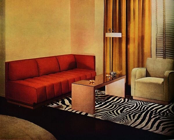 A corner in the American designer Walter Dorwin Teagues own Living-room, c1940