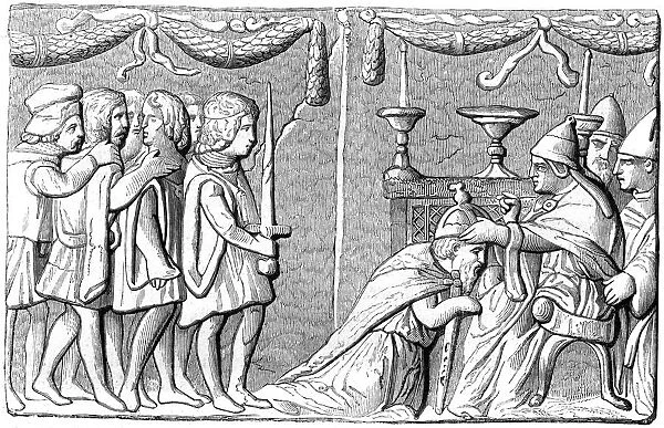 The coronation of Emperor Sigismund (1368-1437) by Pope Eugene IV, 15th century (1849)