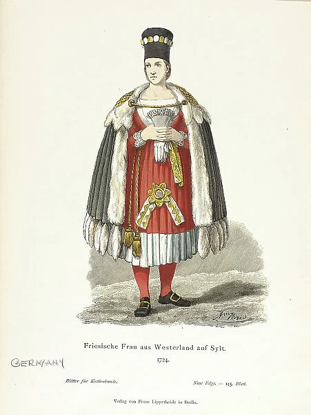 Costume Plate (Friesische Frau aus Westerland auf Sylt), 19th century. Creator: Unknown