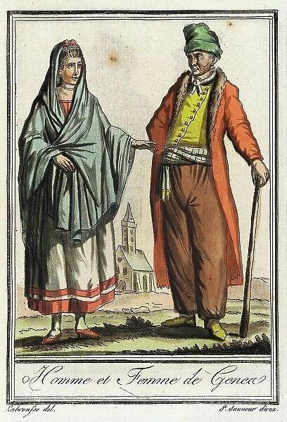 Costumes de Différent Pays, Homme et Femme de Genea, c1797. Creator: Jacques Grasset de Saint-Sauveur