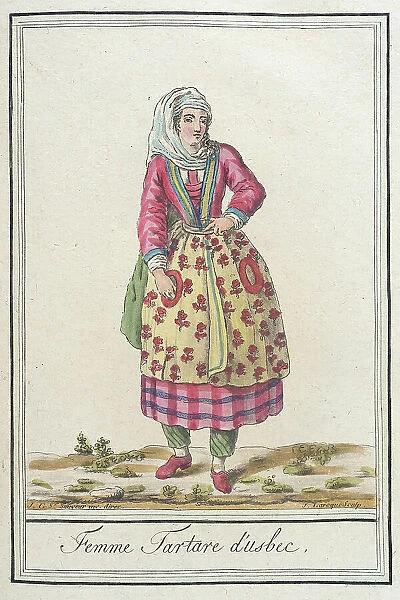 Costumes de Différents Pays, Femme Tartare d'Usbec, c1797. Creators: Jacques Grasset de Saint-Sauveur, LF Labrousse