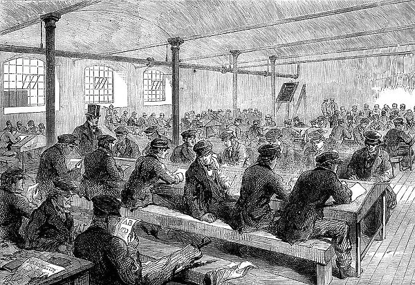 The Cotton Famine: school for mill operatives at Mr. Stirling's mill...Manchester, 1862. Creator: Unknown