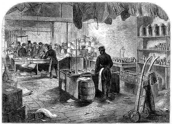 The Cotton Famine: shop for mill-hands at Mr. Birley's mill, Manchester, 1862. Creator: Unknown