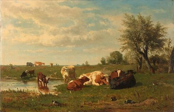 Cows in the Meadow, 1860-1865. Creator: Gerard Bilders