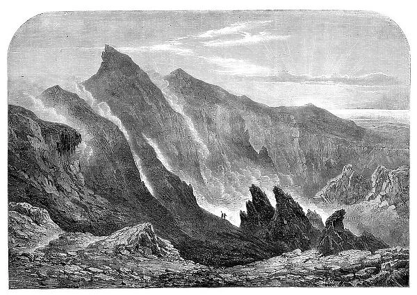 The Crater of Mount Etna - from a drawing by S. Read, 1860. Creator: M. Jackson