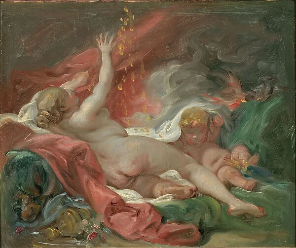 Danaë and the Shower of Gold. Study, mid-late 18th century. Creator: Francois Boucher