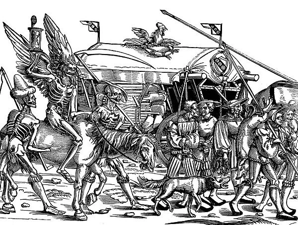 Death. Allegorical print of war after the German painter and engraver Hans Sebald Beham 
